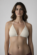 Brasil Top de baño Bikini Mujer Crochet Artesanal crema