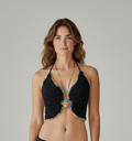 Brasil Top de baño Bikini Mujer Crochet Mariposa Negro
