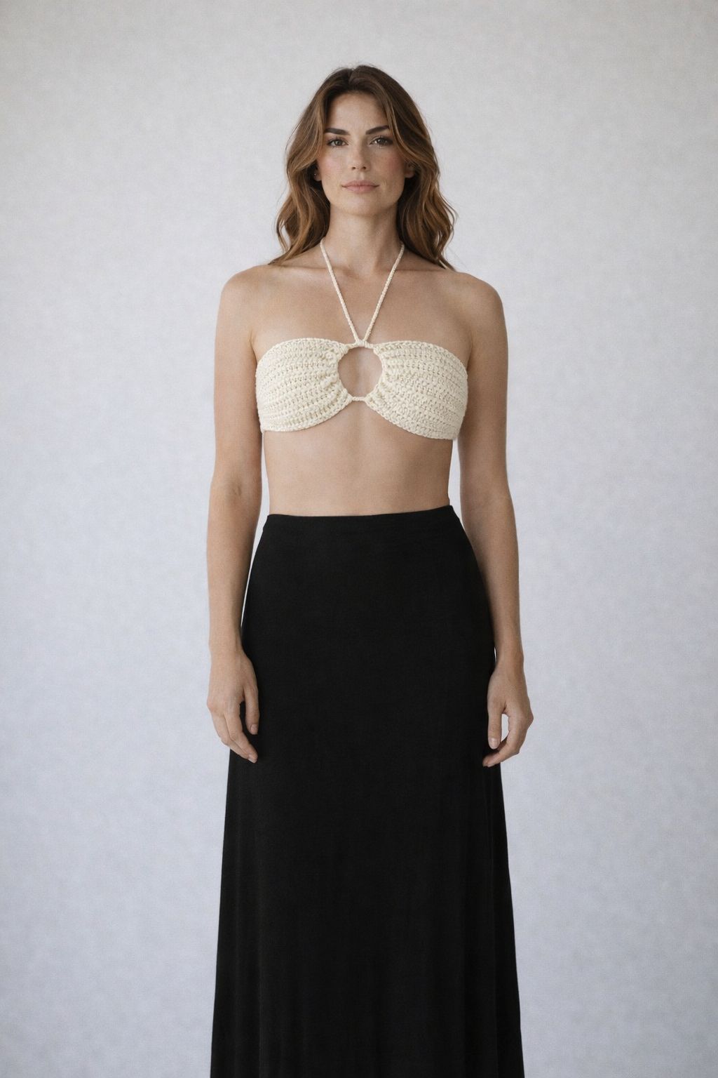 Brasil Top de baño Bikini Mujer Crochet Artesanal crema